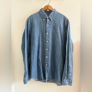 Polo by Ralph Lauren Men’s US XL Denim Blue Button Down Shirt EUC